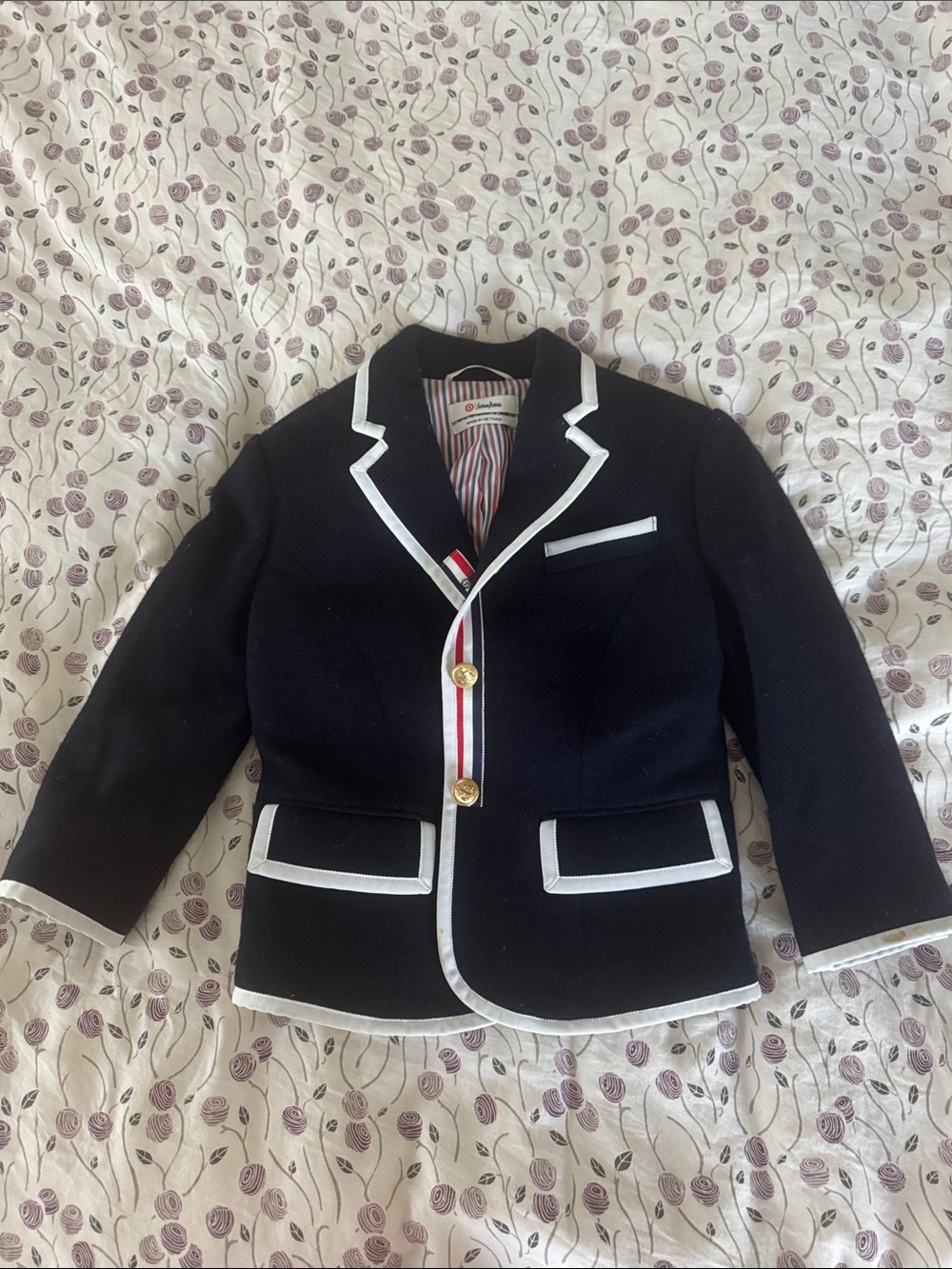 Thom Browne Navy Blazer with White Contrast Trim
